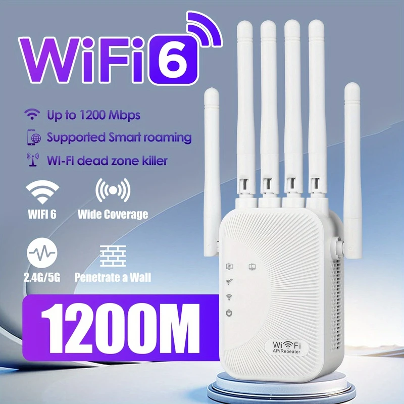 5GHz 와이파이 리피터 1200Mbps 라우터 와이파이 확장기 증폭기 듀얼 밴드 2.4G/5GHz Wi-Fi 신호 증폭기 장거리 네트워크