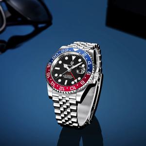 PAGANI 디자인 PD-1662 럭셔리 GMT 남성 기계 손목 시계 사파이어 유리 스테인레스 스틸 100M 방수 자동 시계