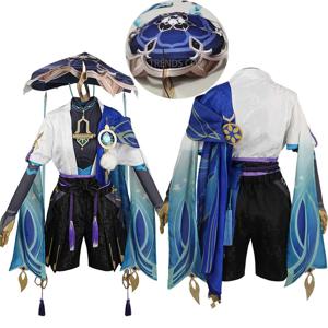 방랑자 코스프레 의상 풀 세트 모자 Scaramouche 코스프레 의상 Balladeer Cosplay 기모노 할로윈