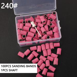 100Pcs 샌딩 밴드 1Pcs 금속 샤프트 세트 매니큐어 젤 제거를위한 네일 드릴 비트 죽은 피부 굳은 살 커터 드릴 비트