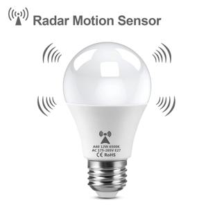 마이크로파 레이더 감지 LED 전구 220V E27 12W 레이더 모션 유도 램프 홈 계단용 레이더/광 센서 내장