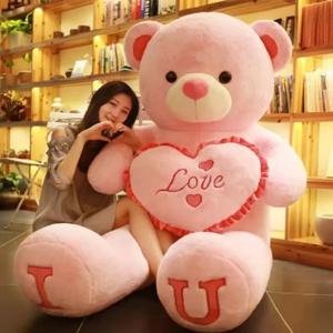 생일 선물 80/100cm 대형 LOVE 봉제 장난감 곰 거대한 봉제 인형 귀여운 대형 소프트 베개 인형 여자친구 여자아이 아내 방 꾸미기