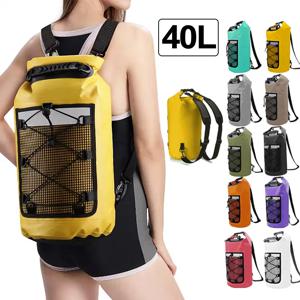 40L 플로팅 드라이 백 (카약, 수영, 해변, 방수, 수상 스포츠, 래프팅, 보트, 배낭, 메쉬 카약, 롤탑 여행 가방)