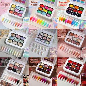 UR SUGAR 9 컬러 패팅 페인팅 젤 네일 폴리쉬 4 in 1 트랜스퍼 프렌치 디자인 UV LED 쏙 오프 젤 바니쉬 그라디언트 팻 젤