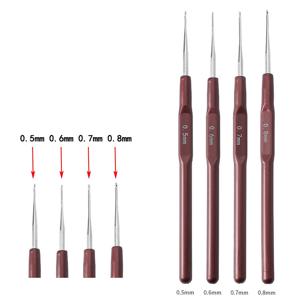 리디아 숙녀 상점- 0.5인치 0.6인치 0.7인치 0.8mm 마이크로 훅 바늘 가발 제작용 크로셰 훅 락스 브레이드 위빙 바늘 도구