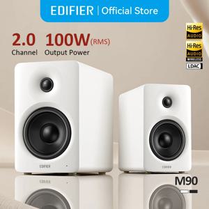 에디파이어 Edifier M90 바이앰프 2.0 스피커 컴팩트 디자인 블루투스 V6.0 LDAC 하이 레졸루션 오디오 무선 스피커 (리모컨 포함) 100W RMS