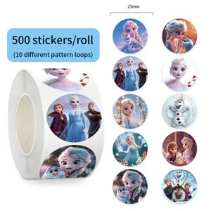 500개/롤 겨울왕국 엘사 만화 캐릭터 씰링 스티커 DIY PVC 노트북 데칼 장식 스티커 보상 선물 장난감