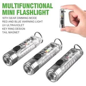 야외용 강력 LED 손전등 미니 휴대용 열쇠고리 라이트 USB 충전 자석 부착 초강력 비상 경고등