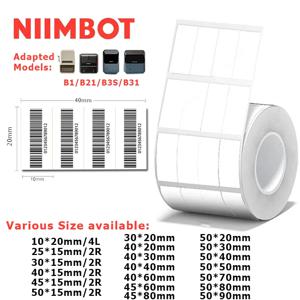 20-50mm Niimbot B21/B1/B31/B203/B3S 열전사 라벨 스티커 용지 의류 태그 상품 가격 식품 자체 접착식