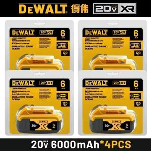 100% 정품 듀월트 20V 배터리, 2AH 6AH 충전식 리튬 이온 배터리, 듀월트 DCB200 DCB206 전동 공구 교체 배터리