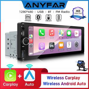 ANYFAR 6.86인치 1280*480 1 Din MP5 플레이어 카 라디오 무선 카플레이 안드로이드 오토 멀티미디어 플레이어 1Din FM 오토 라디오 스테레오