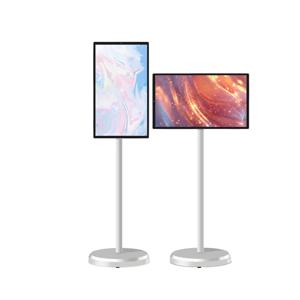 실내용 21.5인치 IPS LED LCD 화이트 안드로이드 스마트 휴대용 TV HDTV 모니터 터치스크린 내장 카메라 탑재