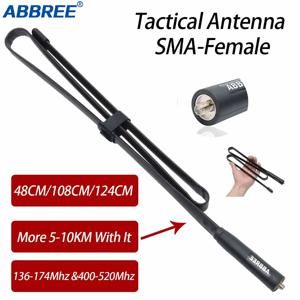 ABBREE CS 전술 안테나 SMA-여성 듀얼 밴드 VHF UHF 144/430Mhz 접이식 Baofeng UV-13 프로 UV-5R UV-82 888S