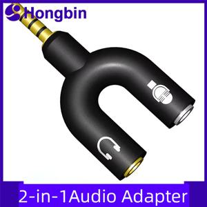 3.5 MM 헤드폰 플러그 오디오 케이블 분배기 마이크 2 in 1 U 형 어댑터 커넥터 스마트 폰 MP3 MP4 플레이어 공유