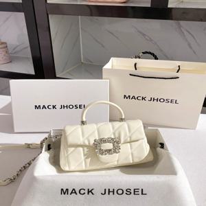 MACKJHOSEL 럭셔리 체인 핸드백 여성 여름 2026 신상 스타일 통근 미니 스퀘어 백 부드러운 가죽 캐주얼 시나리오
