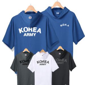 반팔 후드 KOREA ARMY 코리아 아미 로카티 군인 군대티 여름 후드티