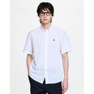 26SS HAZZYS WAVE 화이트 폴리 서커 반팔 셔츠 HZSH6B503WT