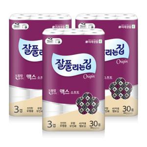 잘풀리는집 맥스 소프트 화장지 30M x 30롤 x 3팩