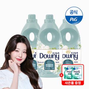 다우니 5성급 호텔컬렉션 화이트티 1Lx3 초고농축 섬유유연제 본품 + 유연제 200ml 2개 증정