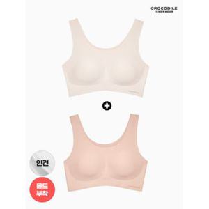 [크로커다일 이너웨어]라이크라인견쉘론 U넥 심리스브라 2종 라이트베이지베이지