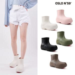 오슬로 N59 어글리 레인부츠/발편한 가벼운 EVA 미끄럼방지 키높이 첼시 미들 여성 레인부츠 장화