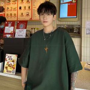 루프핏티셔츠 커플 남녀공용 루즈핏 오버핏 프린팅 면 반팔 티셔츠