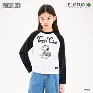 [젤리스튜디오] [피너츠]스누피 레글런배색세미크랍티셔츠
