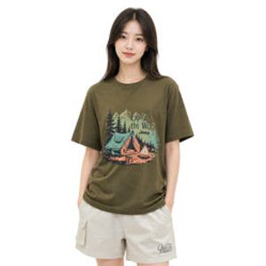 [백화점][지프] 2컬러 택1 클래식핏 캠핑그래픽 반팔티셔츠 R2TS 남 여 공용 면티 로고 자수 여름 기본 JR2TSU223