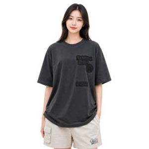 [백화점][지프] 루즈핏 가먼트다잉 와펜 반팔티셔츠 R2TS 남 여 공용 로고 오버핏 프린트 면 JR2TSU228
