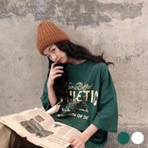 반팔티셔츠 여름 민소매 남녀공용 빈티지 오버핏 박스 티셔츠 루