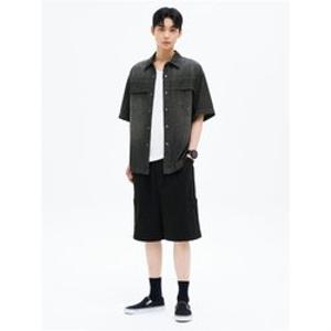 에잇세컨즈 455425CQ25 바지 워싱 코튼 포켓 6부 밴딩 쇼츠 블랙 5153255