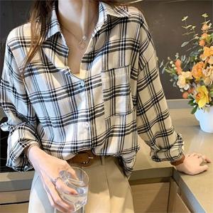 [오노마] ONM 여성 체크셔츠 2컬러 1P 포켓 루즈 데일리 봄 가을