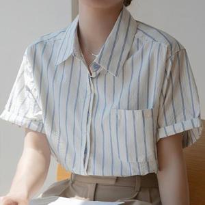 [휴드]프렐 스트라이프 여름 반팔 셔츠