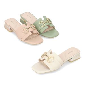 [정상가 159,000원] 엘칸토 여성 홀스빗 골드 장식 샌들 뮬 2.5cm LCWW39I426