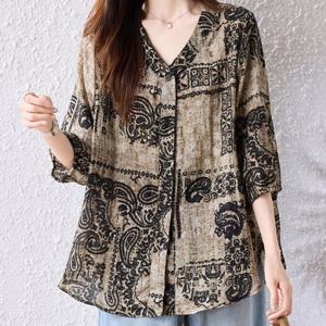 [블랙퀸] 나테야 에스닉 루즈핏 블라우스 blk003756