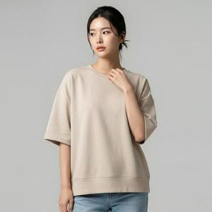 [유니제이] 무지 오버핏 반팔 맨투맨 RSTS3091