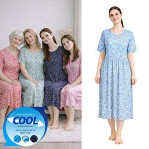 여름 까실이 꽃무늬 반팔 파자마 주름원피스 WFNGMIF