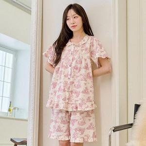[바풀]바풀 CA5V13816 여성잠옷 순면 파자마 여름 반팔 잠옷 상하
