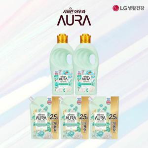 [엘지생활건강][무료배송] [엘지생활건강] LG생활건강 아우라 섬유유연제 스모키머스크 1Lx2개 + 1.7Lx3개
