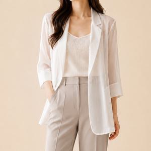 [블랙퀸] 드레이프 시스루 88까지 시폰 여름자켓 blk004825