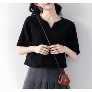 여성 브이넥 반팔티 1P 여름 데일리 기본 반팔 티셔츠 (WABCCF5)