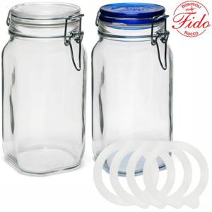 유리 밀폐용기 투명 1500ml 1P+블루 1500ml 1P+패킹 4P 원두 과일청 보관 피클병