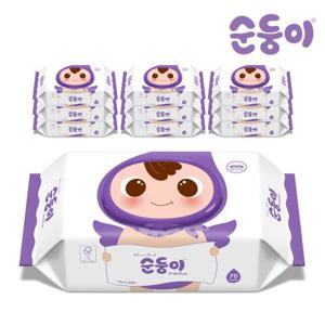[행사][순둥이]프리미엄 엠보싱 아기물티슈 캡형 70매 10팩/EC-01