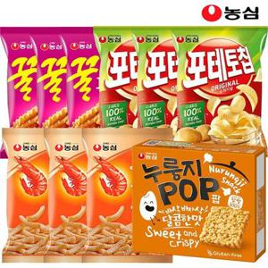 갤러리아_농심 새우깡 3봉+누룽지팝1개+꿀꽈배기 3봉+포테토칩3봉