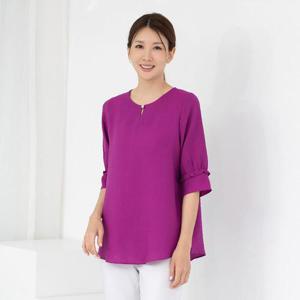 엄마옷 라운드 진주버튼 프릴 블라우스 614BNM137 중년여성/50대/60대/마담/빅사이즈/할머니옷