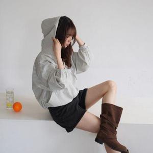 [하늘바라기]디에 시어서커 스트라이프 후드 점퍼