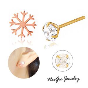 [NeeGee] 14K GOLD 언밸눈꽃 이어링