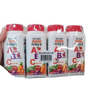 파스퇴르 유기농야채 농장 ABC주스 190ml x 4 x 2개 a27211