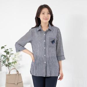 엄마옷 단가라 나비 카라 7부 블라우스 614BNM108 중년여성/50대/60대/마담/빅사이즈/할머니옷