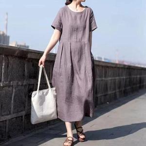 아레니아 린넨 원피스 여름 엄마 반팔 비치웨어 롱 여성 썸머 WFJEOKN